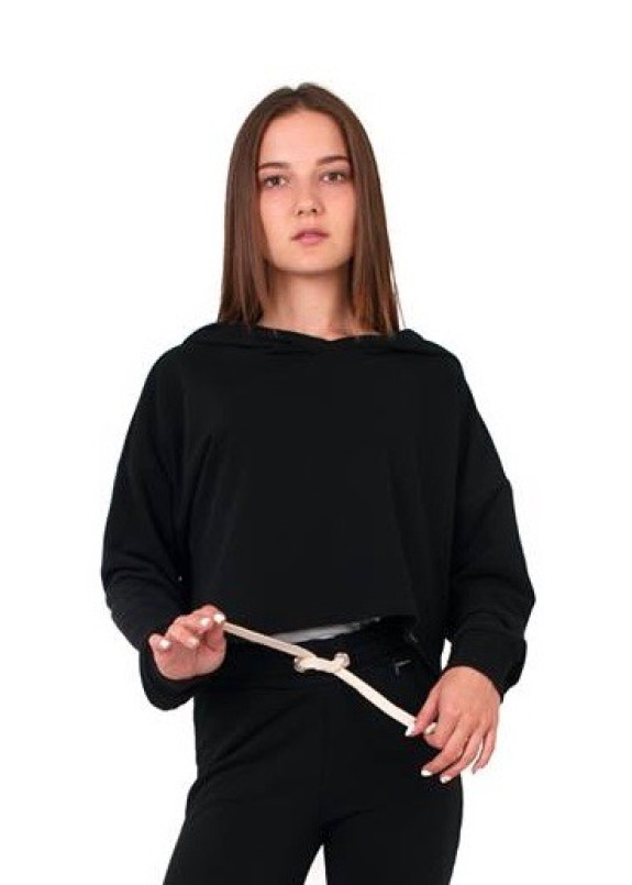 Свитшот женский укороченный черный Leska Prod Изображение Свитшот женский укороченный черный Leska Prod