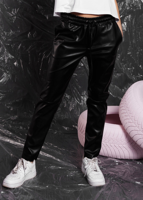 Штаны женские из эко-кожи черные She Black Limit Изображение Штаны женские из эко-кожи черные She Black Limit