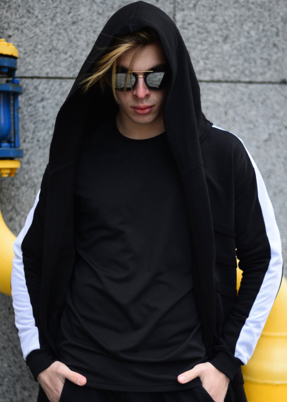 Мантия мужская черная с белым Shi Изображение Мантия мужская черная с белым Shi