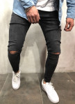 Изображение Джинсы мужские с разрезами на коленях черные MFStore