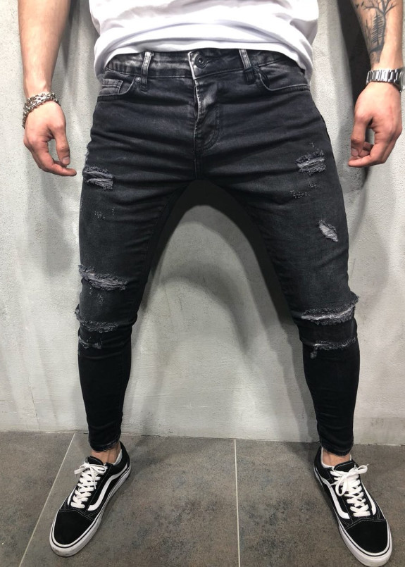 Джинсы мужские с дырками черные Skinny MFStore Изображение Джинсы мужские с дырками черные Skinny MFStore