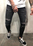 Изображение Джинсы мужские с дырками черные Skinny MFStore