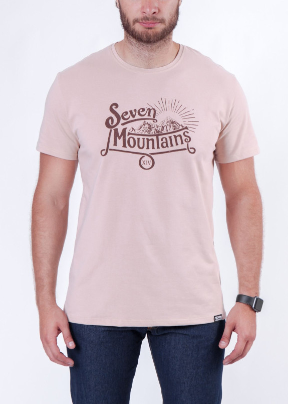 Футболка мужская розовая Vintage Seven Mountains Изображение Футболка мужская розовая Vintage Seven Mountains