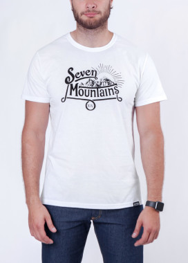 Футболка мужская белая Vintage Seven Mountains Изображение Футболка мужская белая Vintage Seven Mountains