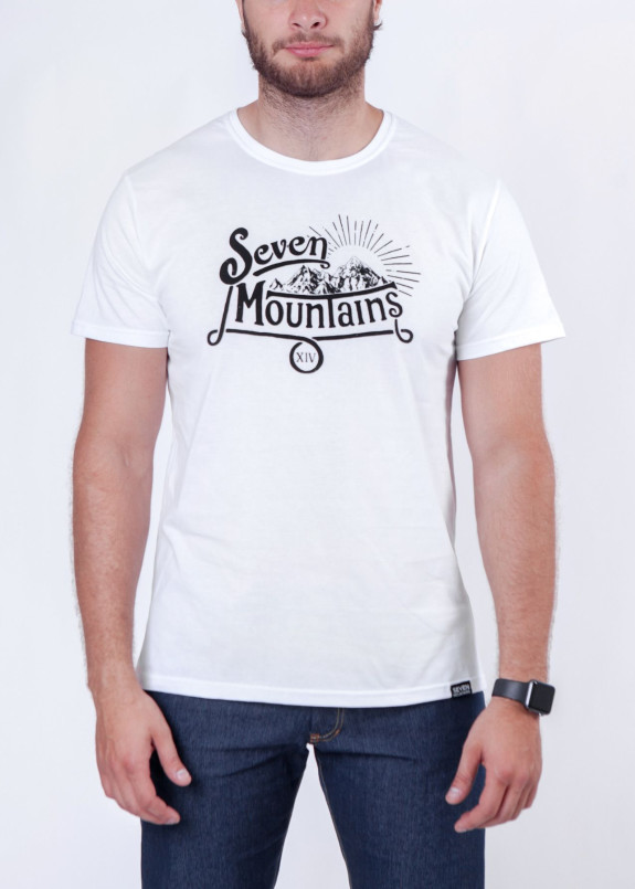 Футболка мужская белая Vintage Seven Mountains Изображение Футболка мужская белая Vintage Seven Mountains