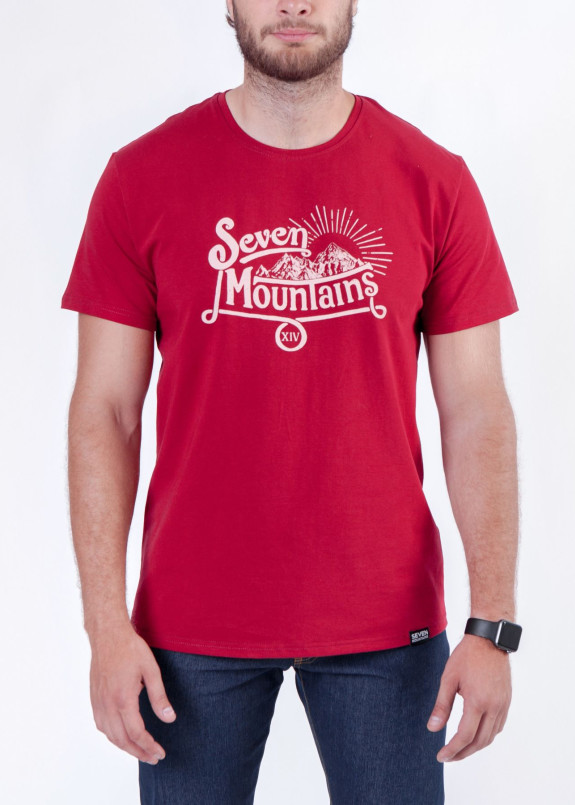 Футболка мужская бордовая Vintage Seven Mountains Изображение Футболка мужская бордовая Vintage Seven Mountains