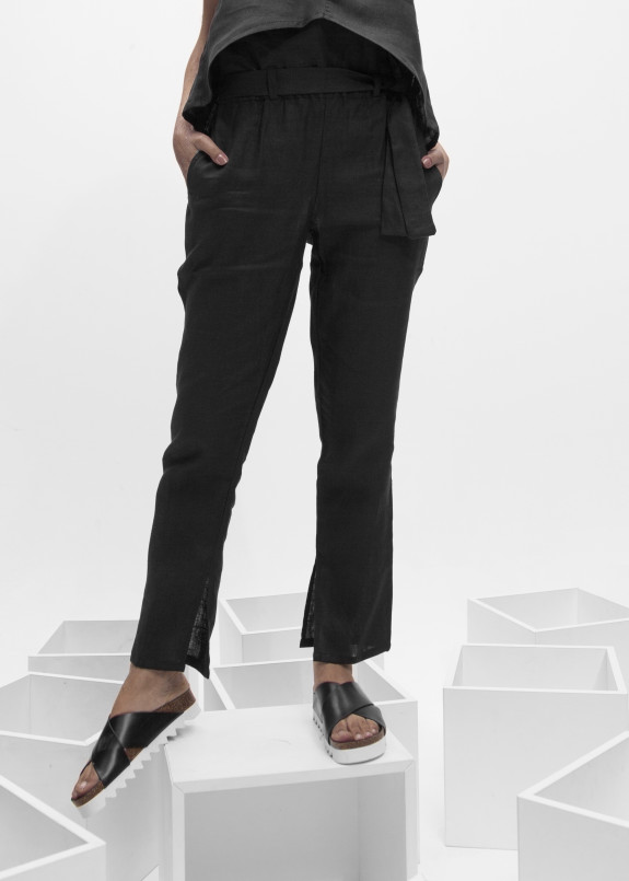 Брюки женские льняные черные ICON MANIA Изображение Брюки женские льняные черные ICON MANIA
