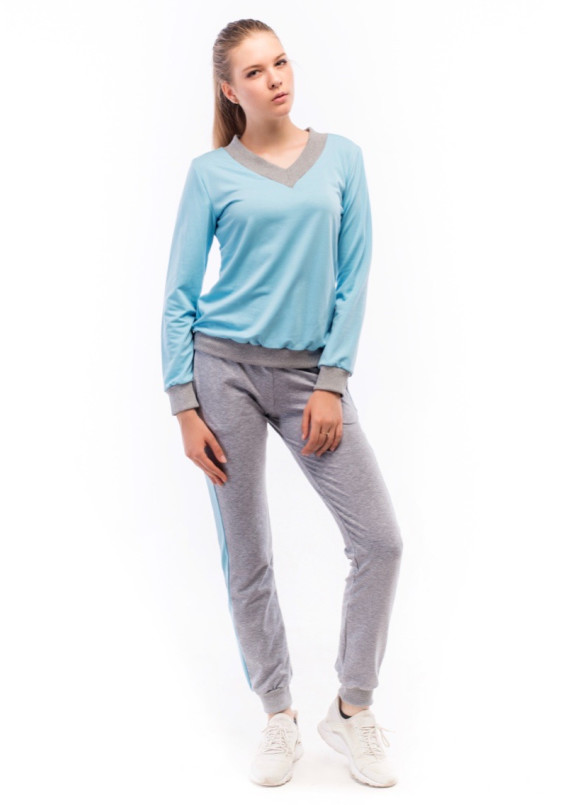 Костюм женский серый с голубым Wolff Изображение Костюм женский серый с голубым Wolff