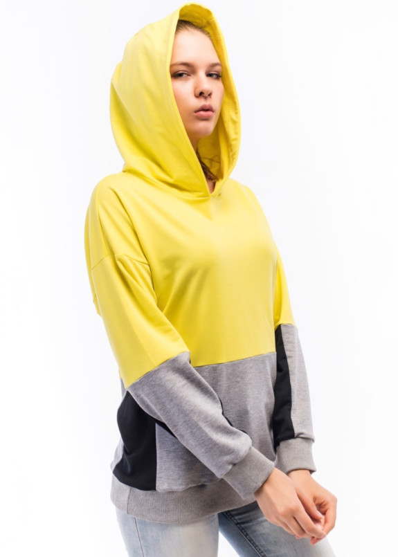 Худи женское желтое с серым Wolff Изображение Худи женское желтое с серым Wolff