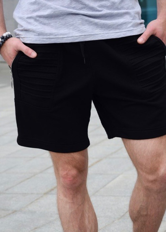 Шорты мужские с рифлением черные Nawski Изображение Шорты мужские с рифлением черные Nawski