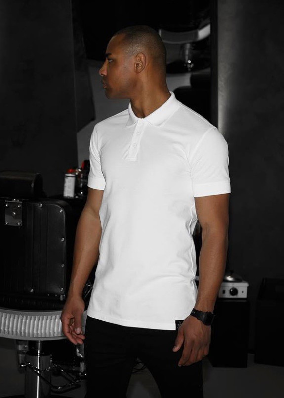 Футболка поло мужская белая NEW Black Limit Изображение Футболка поло мужская белая NEW Black Limit