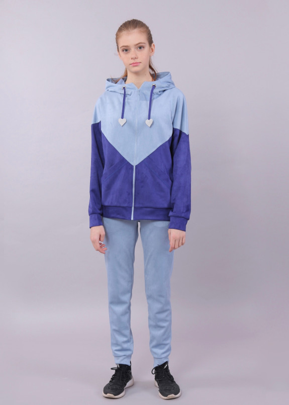 Костюм женский из эко-замши сине-голубой Roussin Изображение Костюм женский из эко-замши сине-голубой Roussin