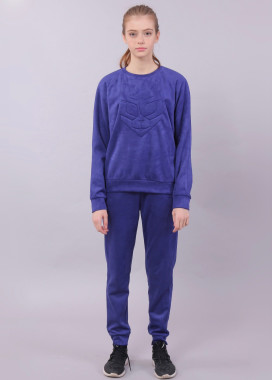 Костюм женский из эко-замши синий Roussin Изображение Костюм женский из эко-замши синий Roussin