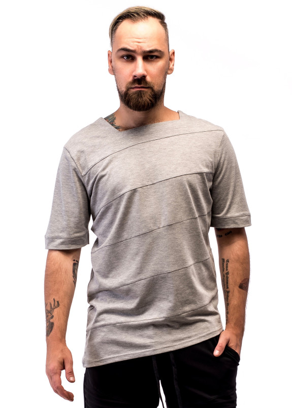 Футболка мужская асимметричная серая ThePARA Изображение Футболка мужская асимметричная серая ThePARA
