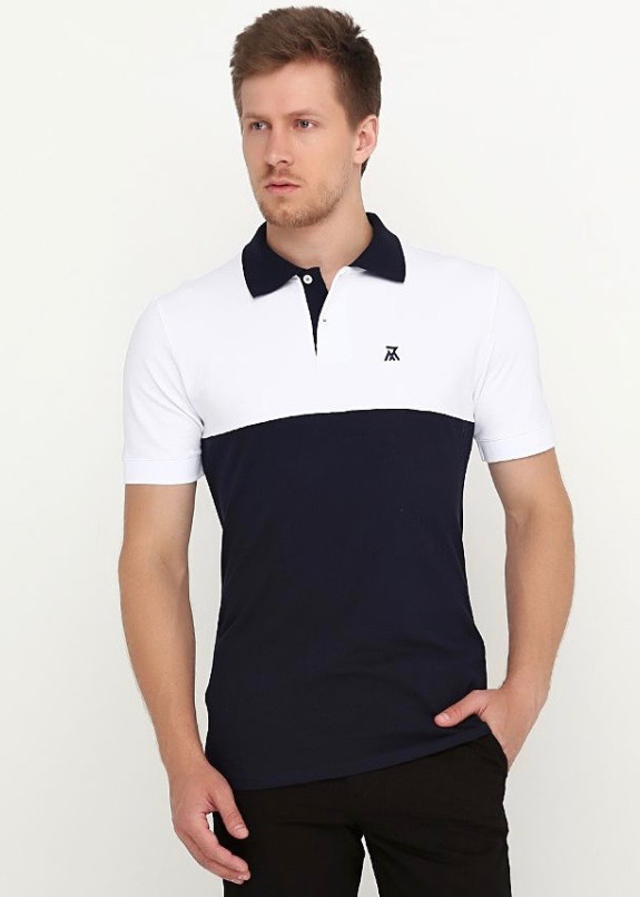 Футболка поло мужская сине-белая Polo Seven Mountains   Изображение Футболка поло мужская сине-белая Polo Seven Mountains