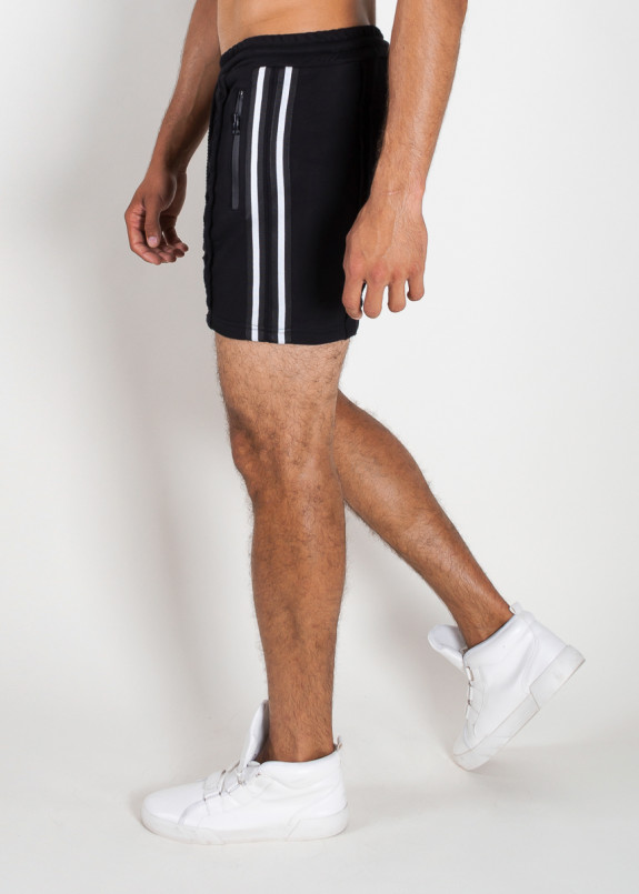 Шорты с лампасами и открытыми швами черные MFS BRAND Изображение Шорты с лампасами и открытыми швами черные MFS BRAND