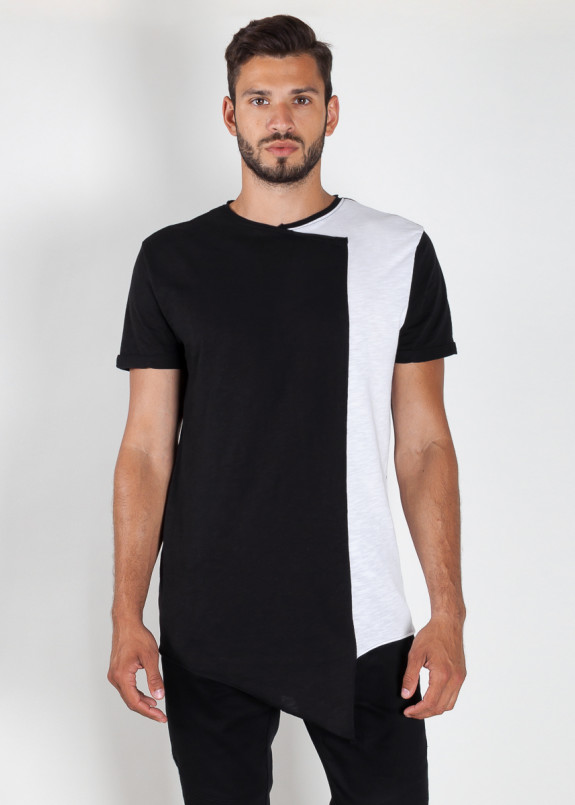 Футболка двухцветная с декоративным швом черная с белым MFS BRAND Изображение Футболка двухцветная с декоративным швом черная с белым MFS BRAND