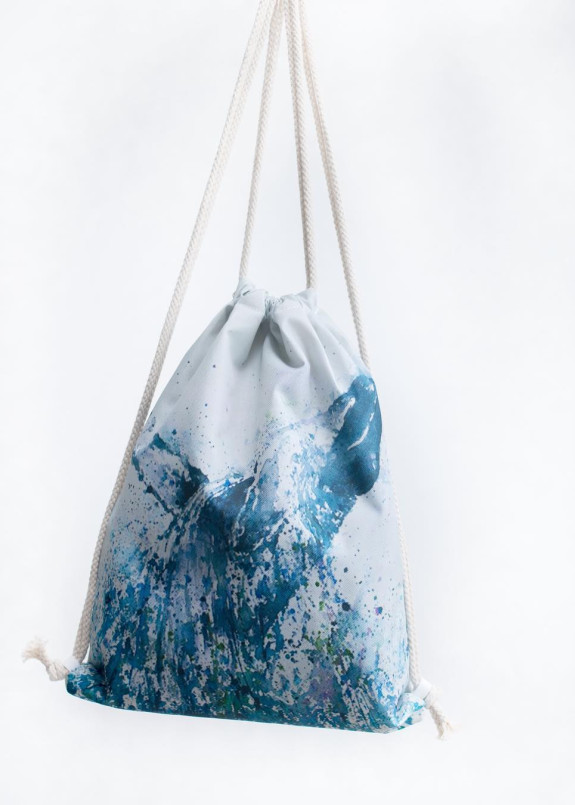 Изображение Рюкзак-мешок белый с синим Кит Leska Prod