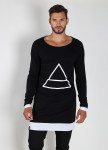 Лонгслив двухцветный с принтом черный с белым Треугольник MFS BRAND Изображение Лонгслив двухцветный с принтом черный с белым Треугольник MFS BRAND
