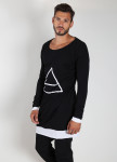 Лонгслив двухцветный с принтом черный с белым Треугольник MFS BRAND Изображение Лонгслив двухцветный с принтом черный с белым Треугольник MFS BRAND