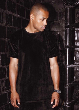 Футболка мужская велюр черная Black Limit Изображение Футболка мужская велюр черная Black Limit