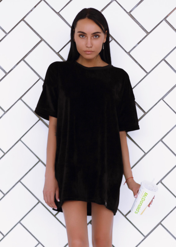 Футболка женская велюр черная Black Limit Изображение Футболка женская велюр черная Black Limit