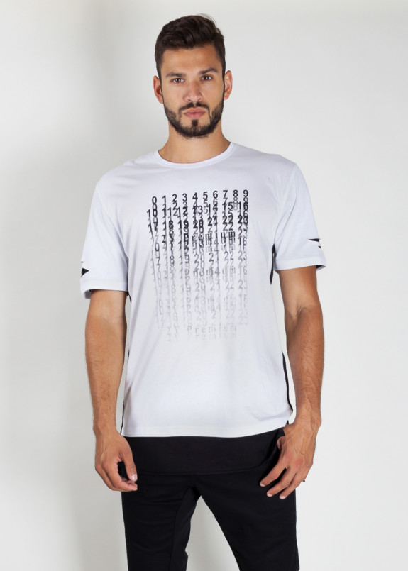 Футболка мужская с принтом белая Цифры MFStore Изображение Футболка мужская с принтом белая Цифры MFStore