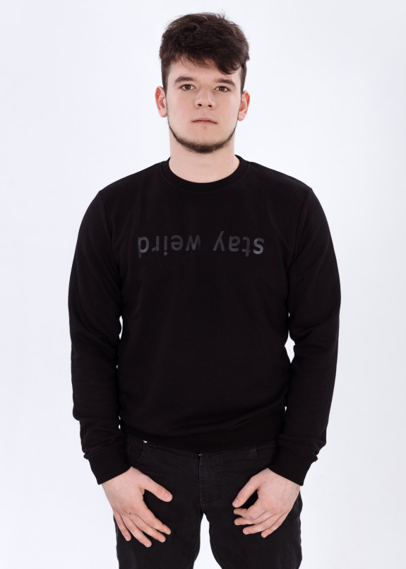 Свитшот мужской черный Stay Weird DREAMPL Изображение Свитшот мужской черный Stay Weird DREAMPL