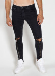 Изображение Джинсы мужские с молнией от колена черные MFStore