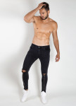 Изображение Джинсы мужские с молнией от колена черные MFStore