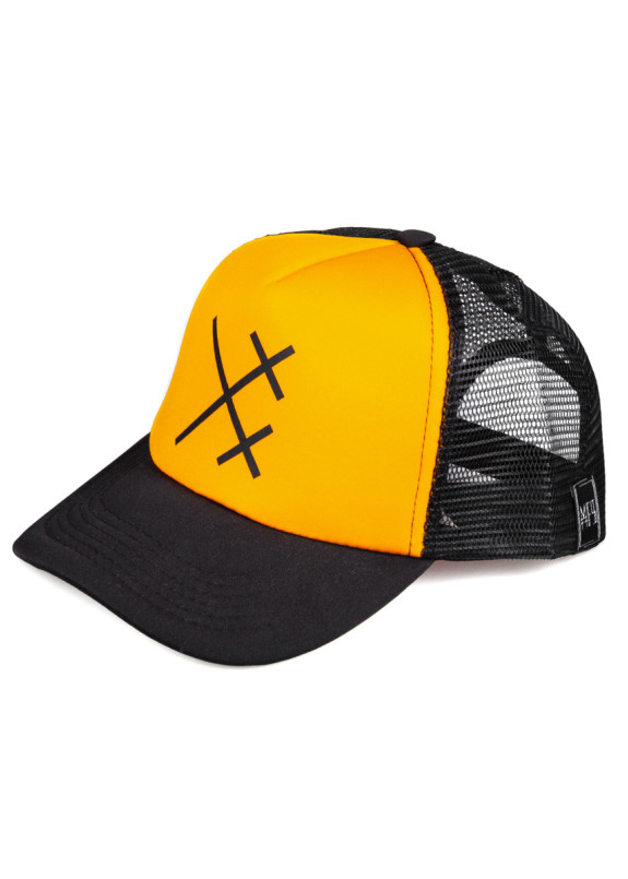Кепка тракер с принтом черная с желтым XX MFS BRAND Изображение Кепка тракер с принтом черная с желтым XX MFS BRAND