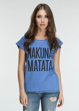 Футболка женская синяя HAKUNA MATATA Marani  Изображение Футболка женская синяя HAKUNA MATATA Marani
