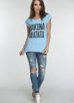 Футболка женская голубая HAKUNA MATATA Marani Изображение Футболка женская голубая HAKUNA MATATA Marani