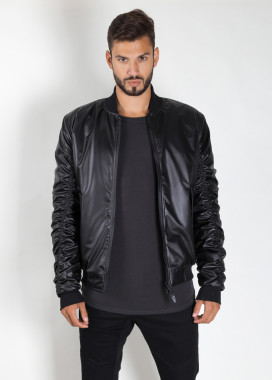 Бомбер с жатыми рукавами и пропиткой черный MFS BRAND Изображение Бомбер с жатыми рукавами и пропиткой черный MFS BRAND