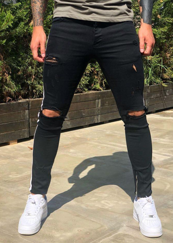 ДЖИНСЫ МУЖСКИЕ С РАЗРЕЗАМИ И ЛАМПАСАМИ ЧЕРНЫЕ MFSTORE Изображение ДЖИНСЫ МУЖСКИЕ С РАЗРЕЗАМИ И ЛАМПАСАМИ ЧЕРНЫЕ MFSTORE