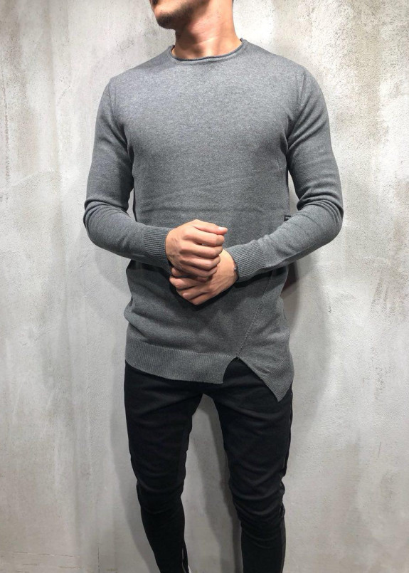 СЕРЫЙ ТРИКОТАЖНЫЙ ЛОНГСЛИВ С АССИМЕТРИЧНЫМ НИЗОМ MFSTORE Изображение СЕРЫЙ ТРИКОТАЖНЫЙ ЛОНГСЛИВ С АССИМЕТРИЧНЫМ НИЗОМ MFSTORE