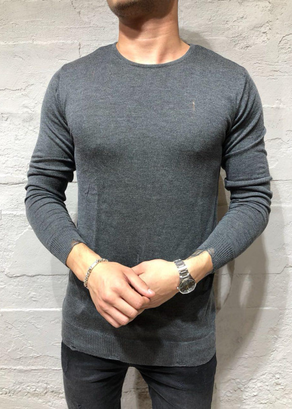 СЕРЫЙ ТРИКОТАЖНЫЙ ЛОНГСЛИВ С ДЫРКАМИ НА МАНЖЕТАХ MFSTORE Изображение СЕРЫЙ ТРИКОТАЖНЫЙ ЛОНГСЛИВ С ДЫРКАМИ НА МАНЖЕТАХ MFSTORE