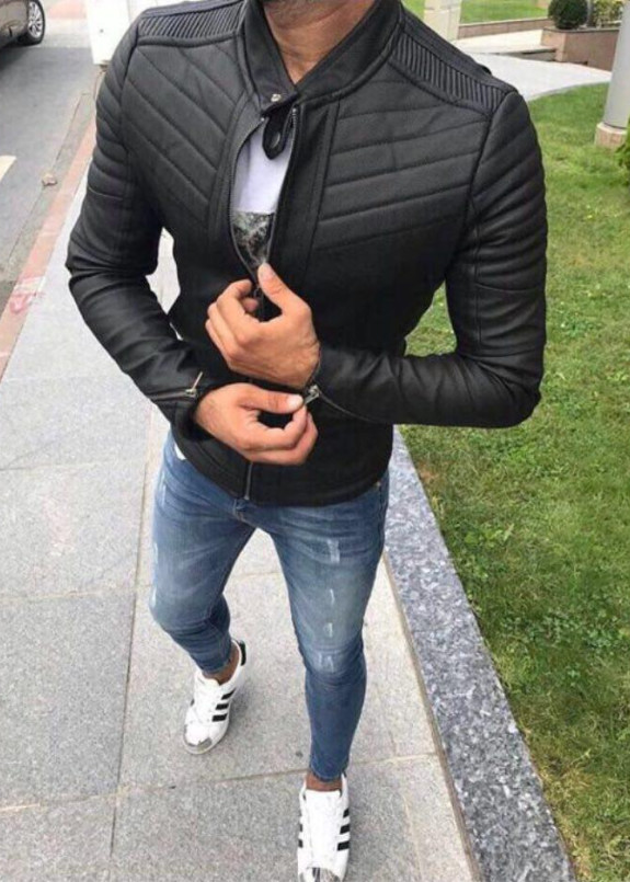 КУРТКА КОЖАНАЯ ЧЕРНАЯ С ВСТАВКАМИ НА ПЛЕЧАХ И ЗАМКАМИ НА РУКАВАХ MFSTORE Изображение КУРТКА КОЖАНАЯ ЧЕРНАЯ С ВСТАВКАМИ НА ПЛЕЧАХ И ЗАМКАМИ НА РУКАВАХ MFSTORE