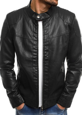 Куртка мужская из эко-кожи с вставками на плечах черная MFSTORE Изображение Куртка мужская из эко-кожи с вставками на плечах черная MFSTORE