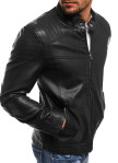 Изображение Куртка мужская из эко-кожи с вставками на плечах черная MFSTORE