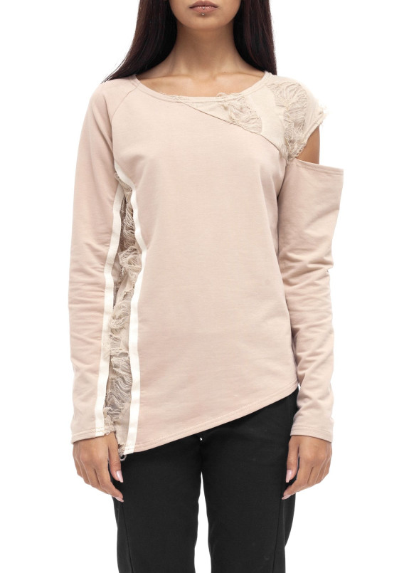 Кофта асимметричного кроя с разрезами на плечах LUT Изображение Кофта асимметричного кроя с разрезами на плечах LUT