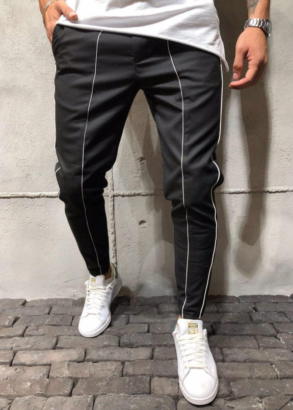 Черные брюки с белыми строчками MFSTORE Изображение Черные брюки с белыми строчками MFSTORE