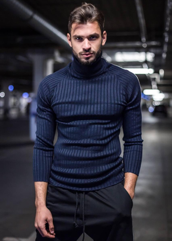 Синий гольф с высокой горловиной MFSTORE Изображение Синий гольф с высокой горловиной MFSTORE