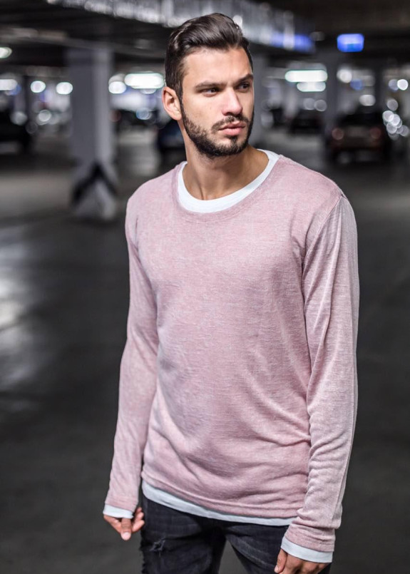 Розовый лонгслив с белой вставкой MFSTORE Изображение Розовый лонгслив с белой вставкой MFSTORE