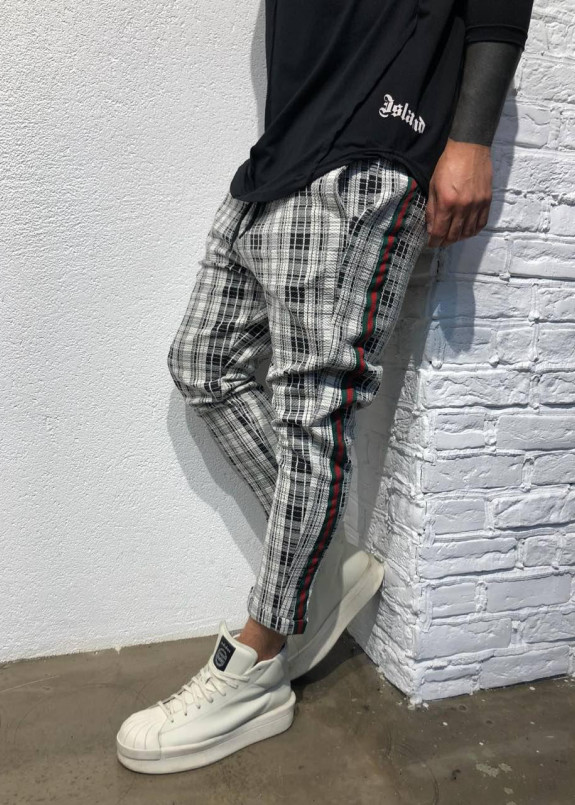 Серые брюки в клетку с лампасами MFSTORE Изображение Серые брюки в клетку с лампасами MFSTORE