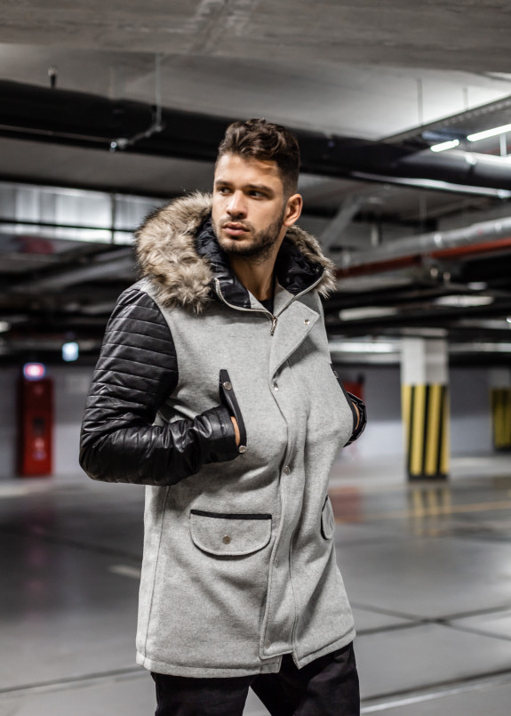 Парка с мехом и кожзам рукавами MFSTORE Изображение Парка с мехом и кожзам рукавами MFSTORE