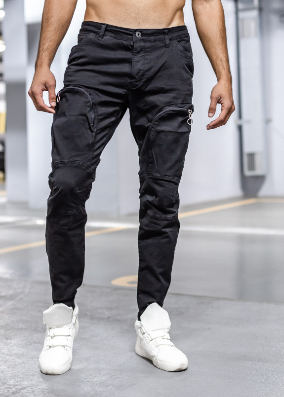 Джинсы зауженные с карманом на молнии Изображение Джинсы зауженные с карманом на молнии