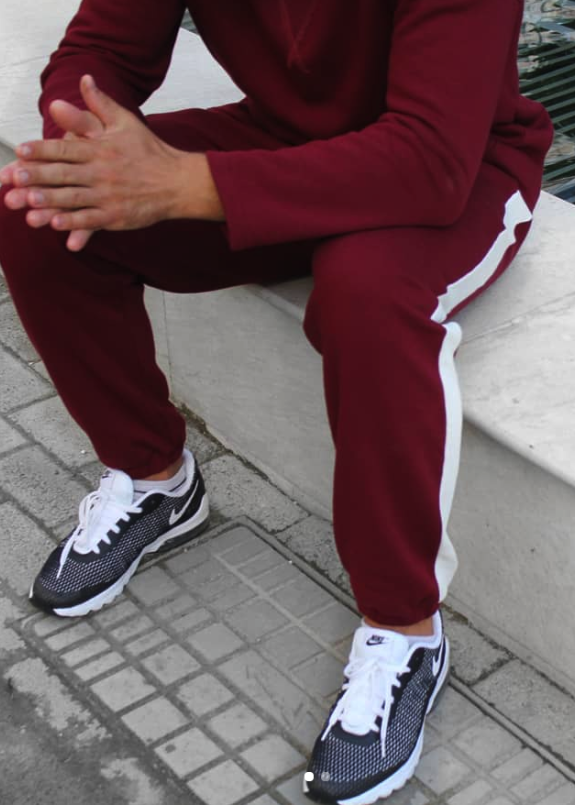 Штаны бордовые с лампасами Leska Prod Изображение Штаны бордовые с лампасами Leska Prod