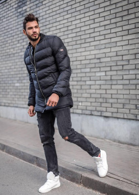 Куртка утепленная с текстильным капюшоном Изображение Куртка утепленная с текстильным капюшоном