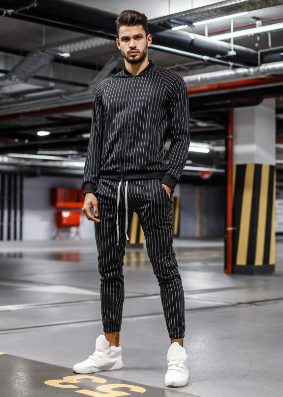 Черный костюм в белую полоску Mfstore Изображение Черный костюм в белую полоску Mfstore